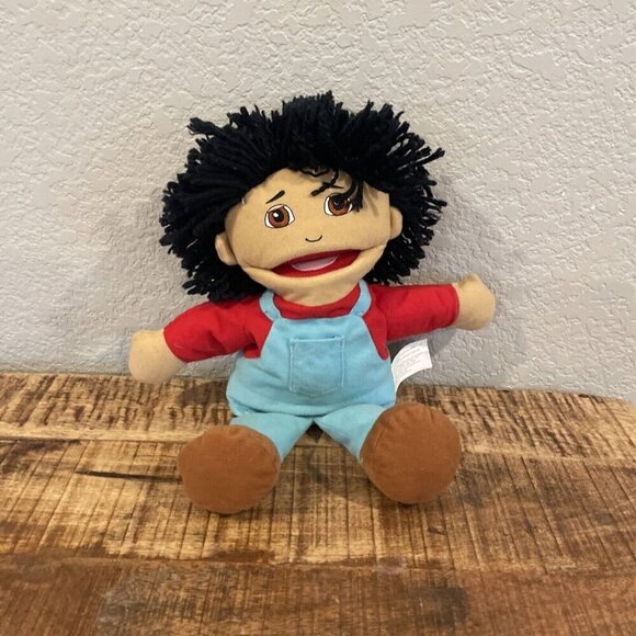 Constructive Playthings Puppet Full Body Open Mouth Asian Boy Brother Overalls - Picture 7 of 8